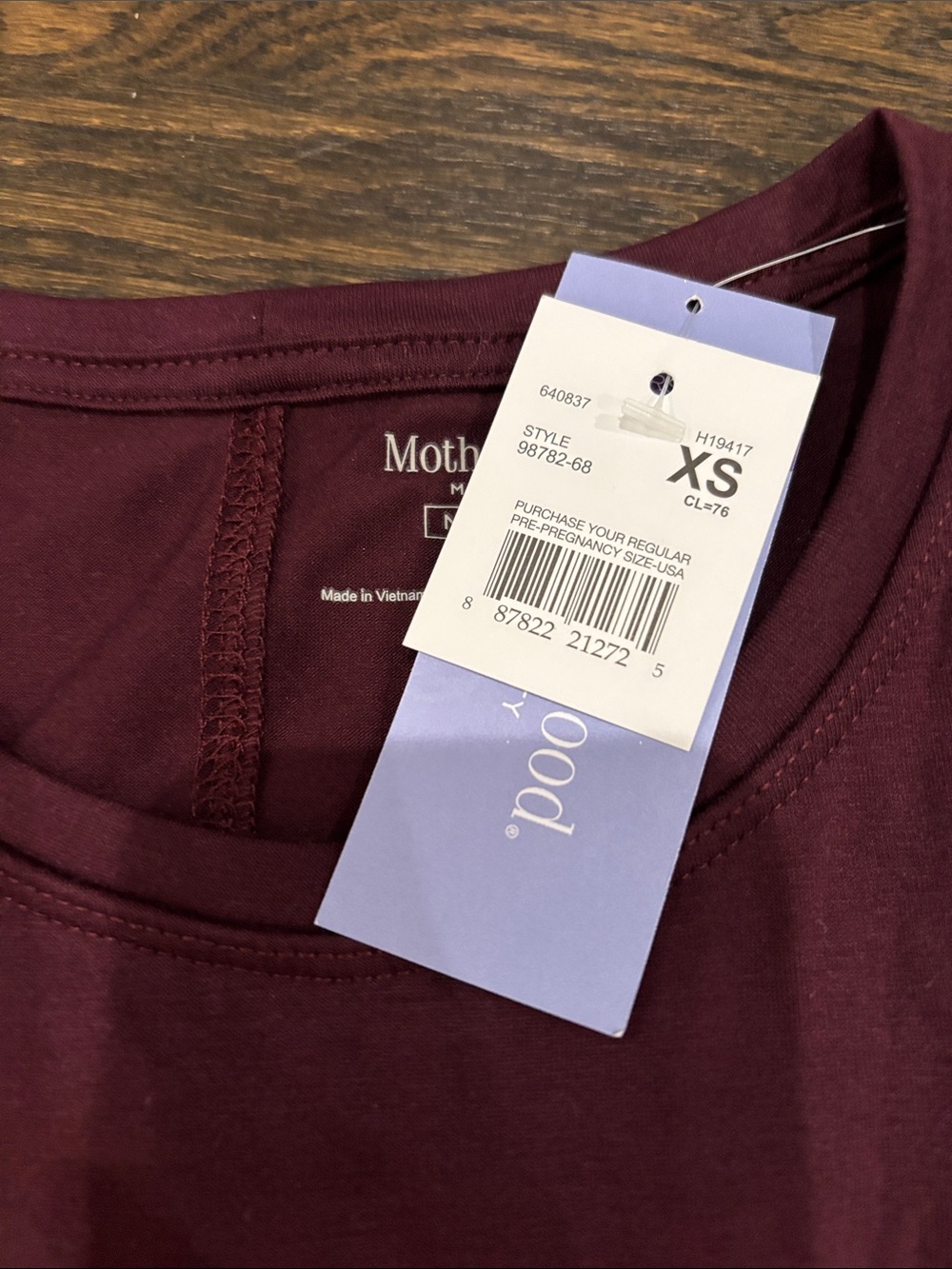 Maternity Women's Long-Sleeve Burgundy Wrap-Front Top - Picture 3 of 4